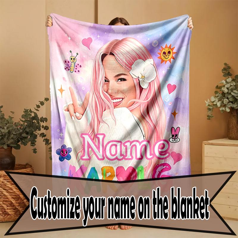 Custom Name Personalized Karol G Print Blanket, Home Decor, Bedroom, Sofa, Camping, Couch, Gifts for Birthday Christmas
