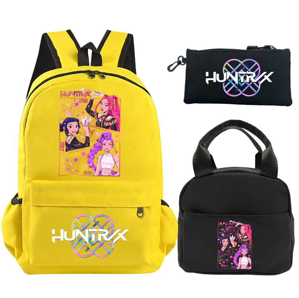 3Pcs/set Anime Demon Hunters Printed Backpack with Shoulder Bag Pencil Case for Student Boy Girl Schoolbag Large Capacity Waterproof Bookbag