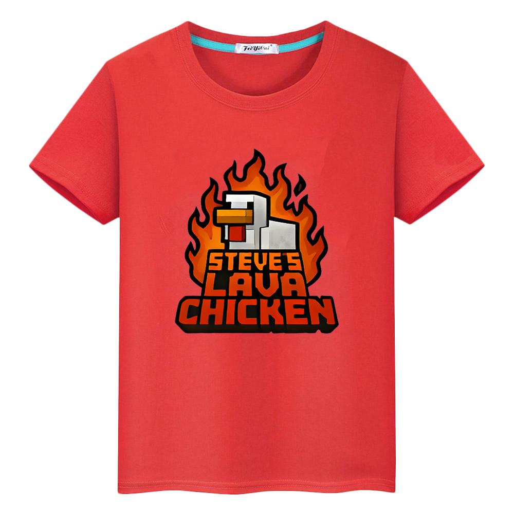 chicken jockey Kawaii t shirt for kids boy 10year 100%Cotton Print Cartoon Tops Anime Short Tees kids clothe girls y2k one piece