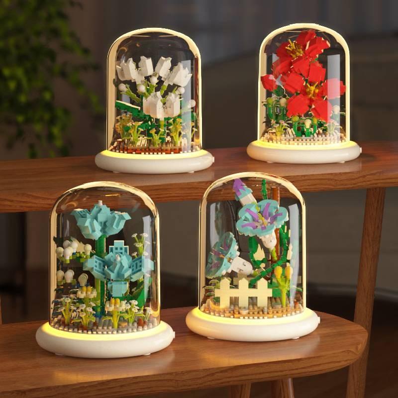 Puzzle Educational Building Blocks Flower Sunflower Jasmine Children Toys Model