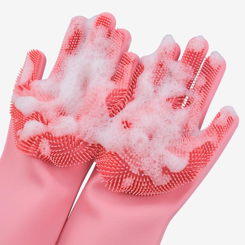 

Gloves Kitchen Silicone Cleaning Gloves Magic Silicone Dish Washing Glove for Household Scrubber Rubber Kitchen Clean Tool синий
