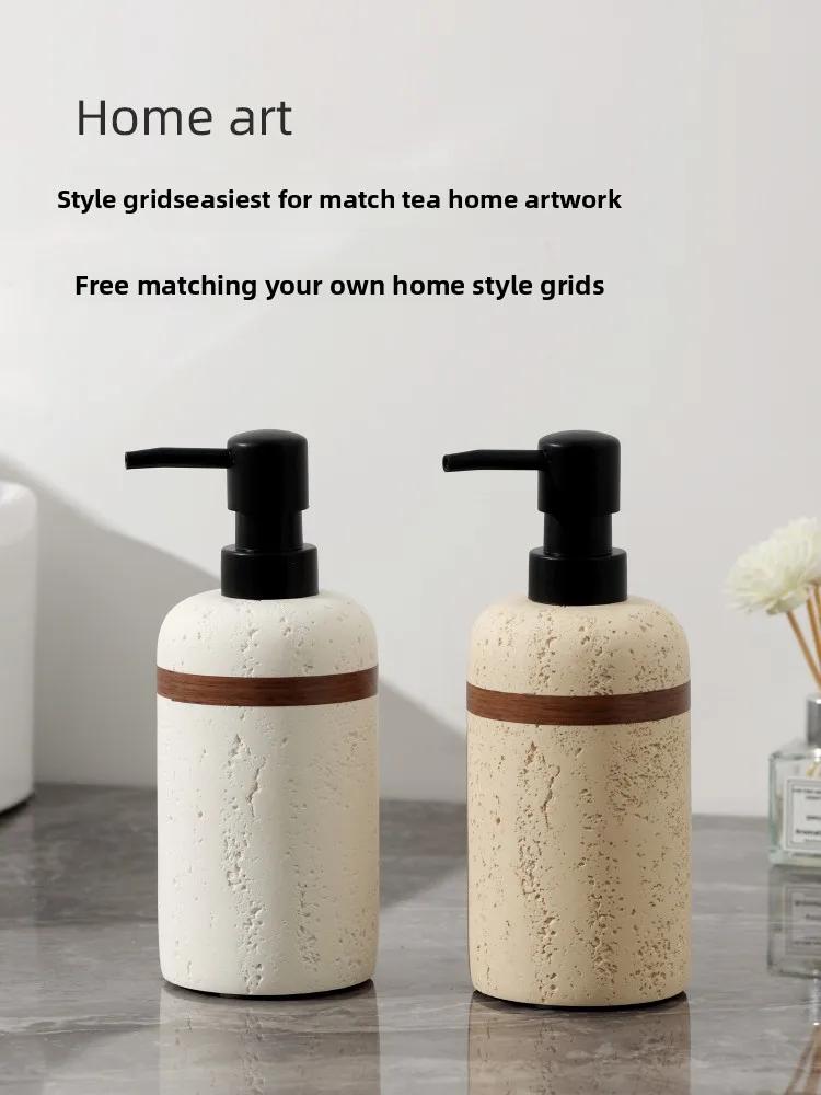 Windkanal Steinmaserung Sandstein Rund Lotionflasche Badezimmer Druckverschluss Shampoo Leere Flasche Seifenspender Badezimmerzubehör