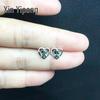 18K White Gold Natural Sapphire Stud Earrings for Women - Blue-Green Gemstone Fine Jewelry with Free Shipping