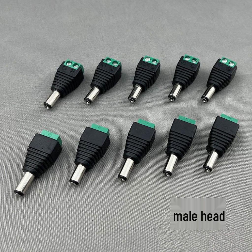 

No-Weld DC 5.5x2.1 Power Connector for Security Cameras - Green Terminal Male/Female Adapter