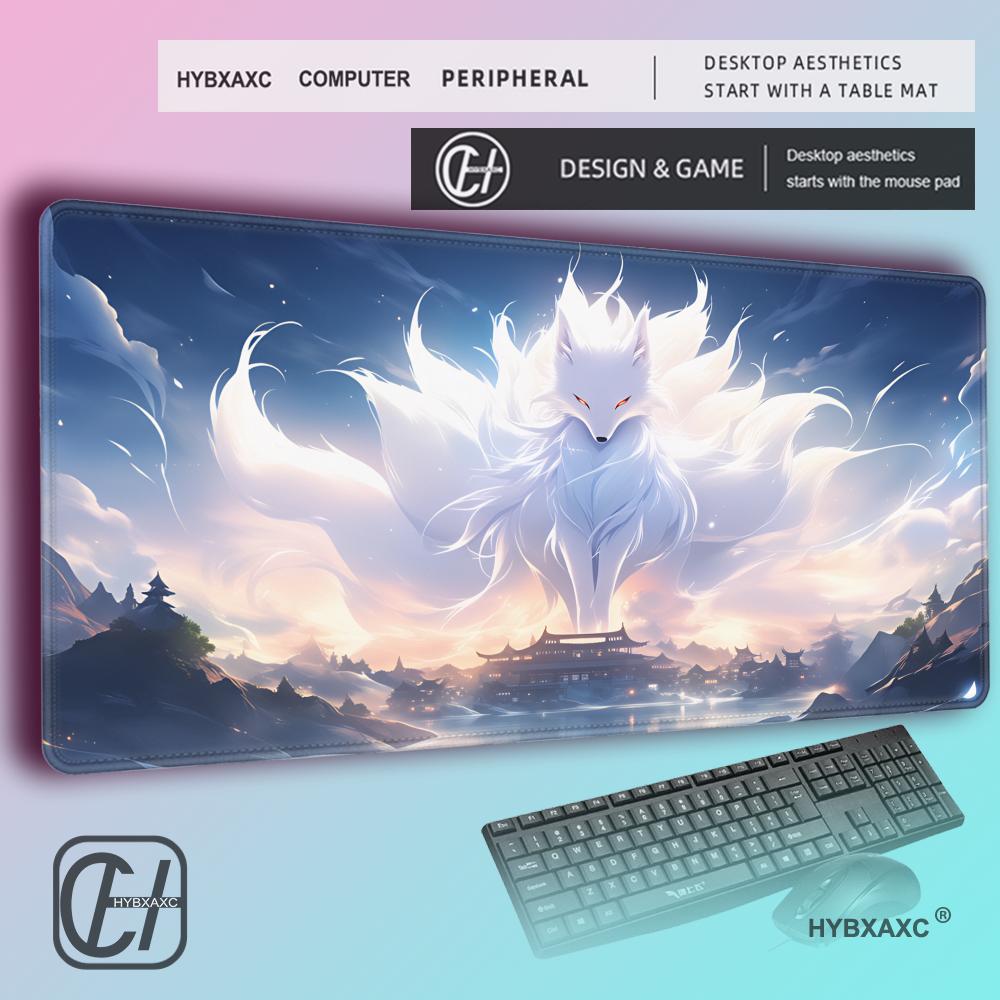 HYBXAXC Mouse Pad Anime Fox Gamer Pink Purple Star Large Gaming Mousepad Table Accessories Nonslip Mausepad Kawaii Desk Mat