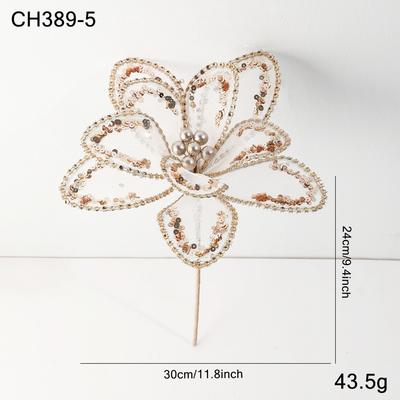 New Large Artificial Poinsettia Flower Glitter Sparkling Christmas Glitter Flower Sequins Simulation Flowers Home Decoration