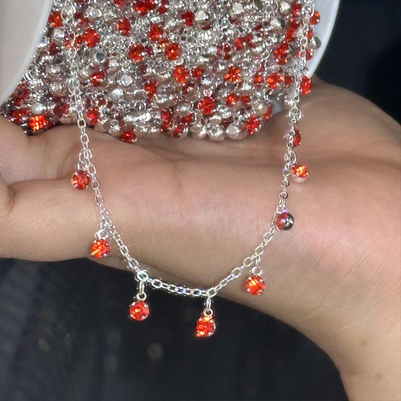 Catena Strass 10m Nappa Strass Bianco Blu Viola Rosa Rosso Catena Metallica Accessori Fai da Te Decorazione Abiti Borse Creazione Gioielli