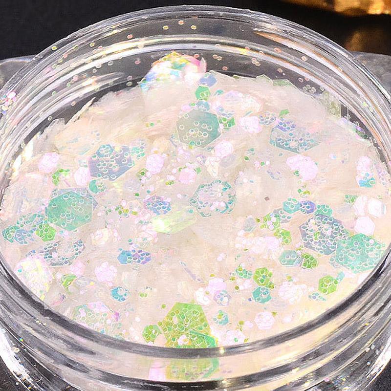 6 Pcs/Set Nail Art Sequins Different Size Glitter Powder Manicure Decoral Tips Polish Nail Stickers Mixed Design Case Set