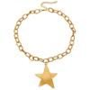 Large Star Pendant Chain Necklace Gold Tone Thick Link Star Choker Necklace for Women