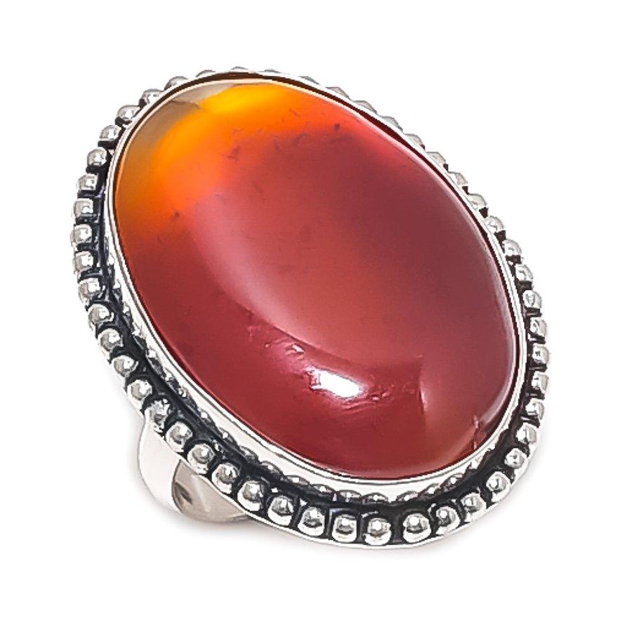 

Natural Carnelian Gemstone 925 Sterling Silver Jewelry Ring Size 8.5 H3l66