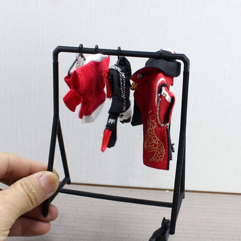 Display Stand Miniature Hangers 1/12 Scale Dollhouse Clothing Rack Doll Clothes Rack  Kid Toy