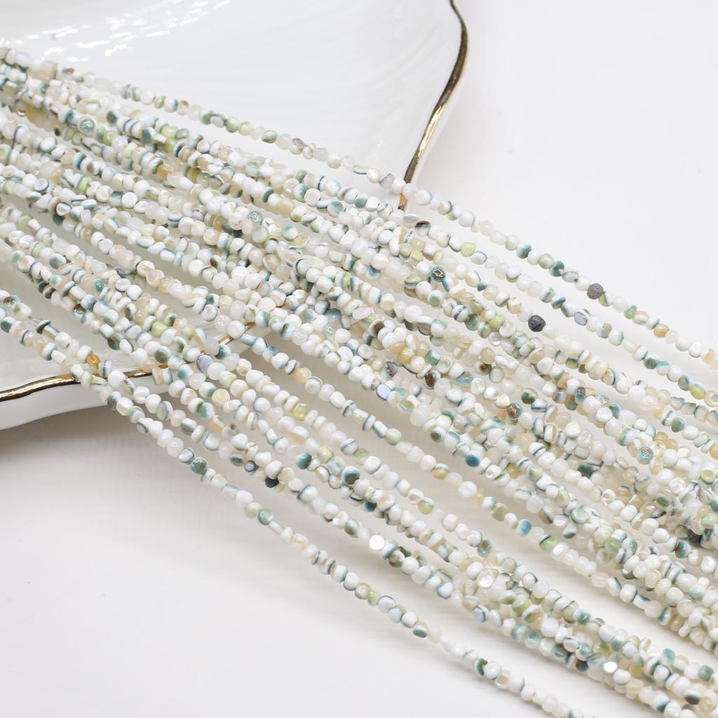 1String, Natural Shell Mother of Pearl Beads, 2-3mm, Boho Loose Spacer Beads for Jewelry Making DIY Necklace, Bracelet, Anklet Accessory Crafts 38cm