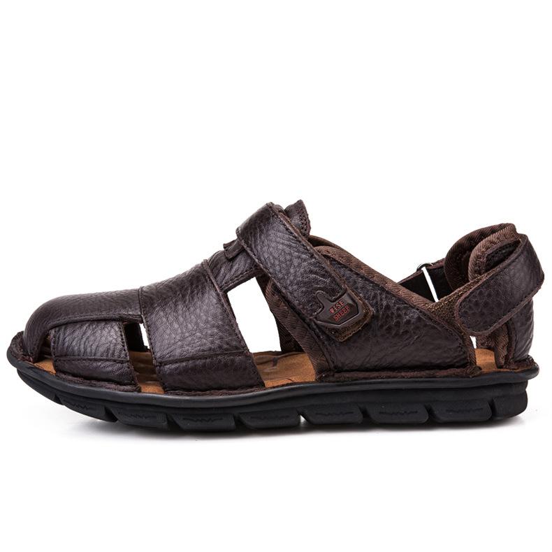 Fashion men beach shoes high quality Cow Leather sandals for men Men sandals Retro summer shoes genuine leather sandalslgb5