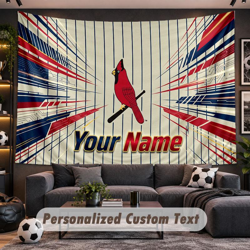 Wall Hanging Tapestry Custom NameSt. Louis Cardinals Pattern Personalized Printed Fabric Wall Decor