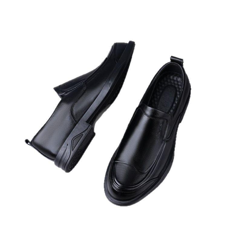 2025 new spring and autumn leather men's shoes platform wear-resistant business leather shoes fashion trend one-pedal shoes 2025 direct sales