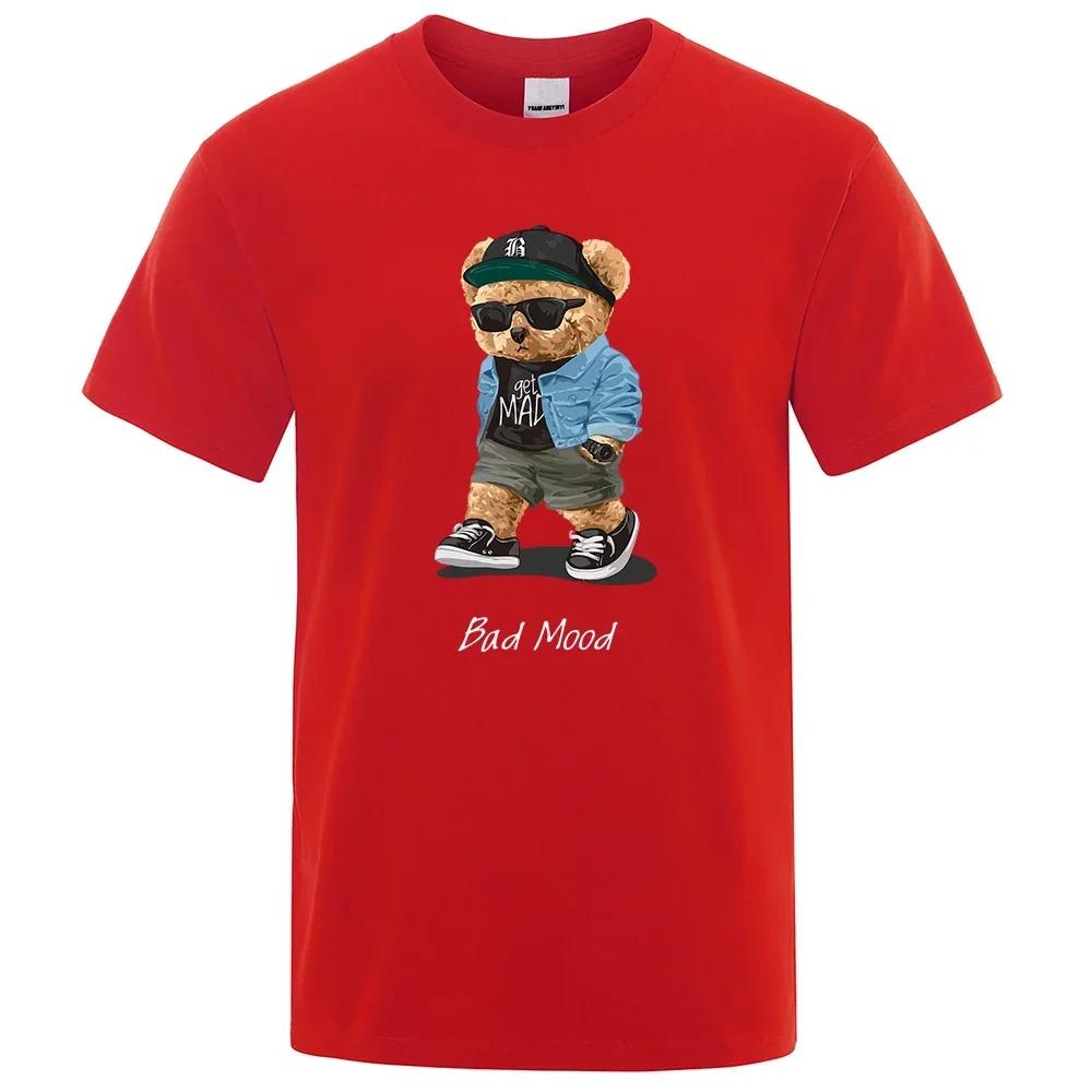Men's Summer Casual T-Shirt Silent Teddy Bear Print Short Sleeve Shirt Hip Hop Loose Harajuku  Versized T Shirt Graphic T Shirts