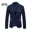 Men Corduroy Suit Coat Lapel Long Sleeve Patchwork Color Suit Jacket with Pockets Single Button Business Outwear Workwear