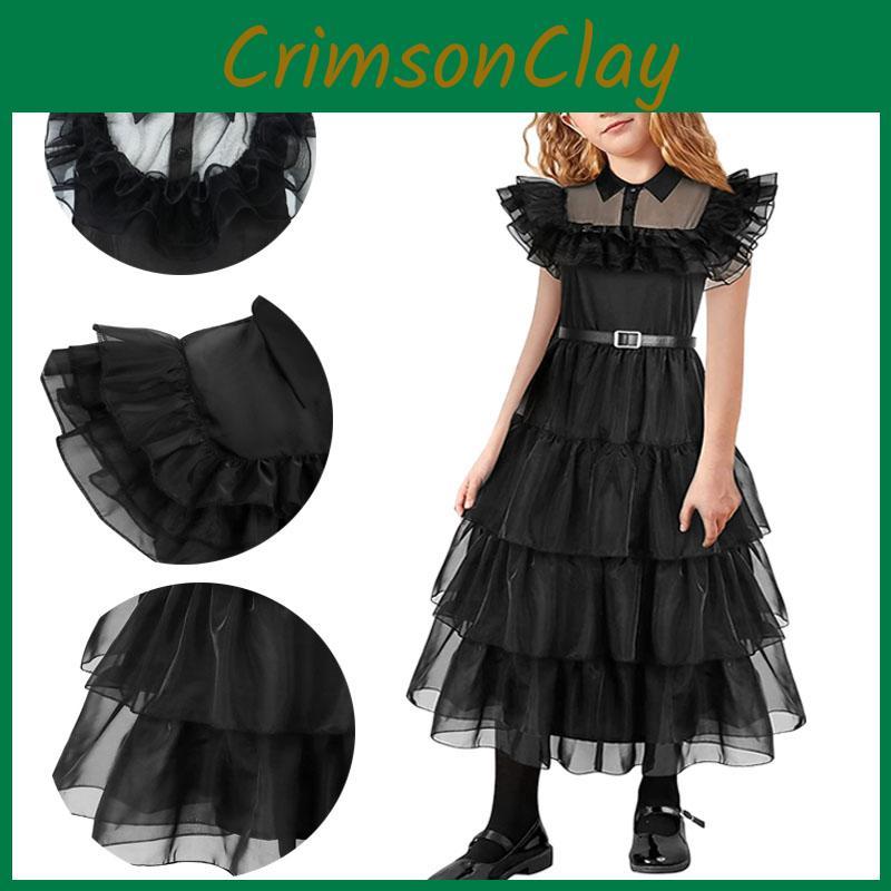 Wednesday Addams Kids Dress Polyester Costume Perfect For Parties And Holidays