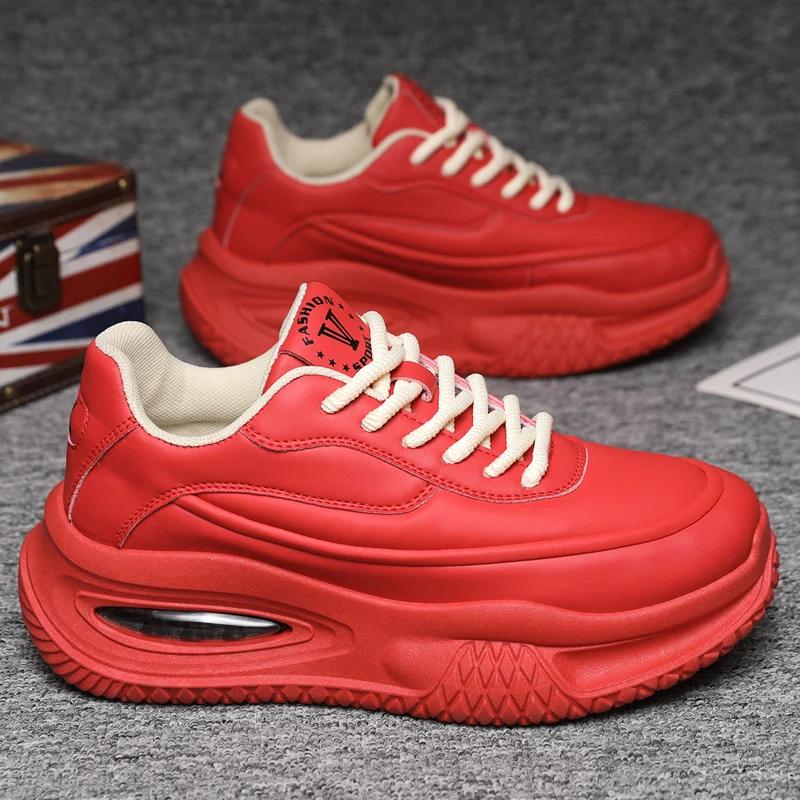 Fashion Chunky Sneaker Plus Size 45 46 47 48 Men Designer Sport Shoes Fashion Casual Leather Fabric Height Increased Flat Platform Shoes