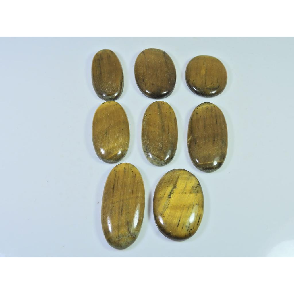 322Cts. Natural Tiger Eye Oval Cabochon Loose Gemstone 8Pcs Lot 33-38 MM A-823