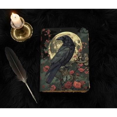 Raven Moon Grimoire Journal: Witchcraft Book of Shadows, Gothic Spellbook Father's Day Gift