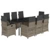 Vidaxl 9-Cz. Conjunto de Muebles de Jardín con Cojines, Gris, Ratán PE