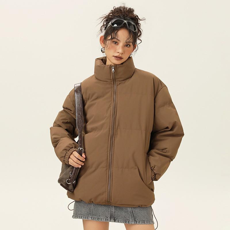 Mens Winter Thick Puffer Jacket Loose Streetwear Casual Warm Coat Solid Color