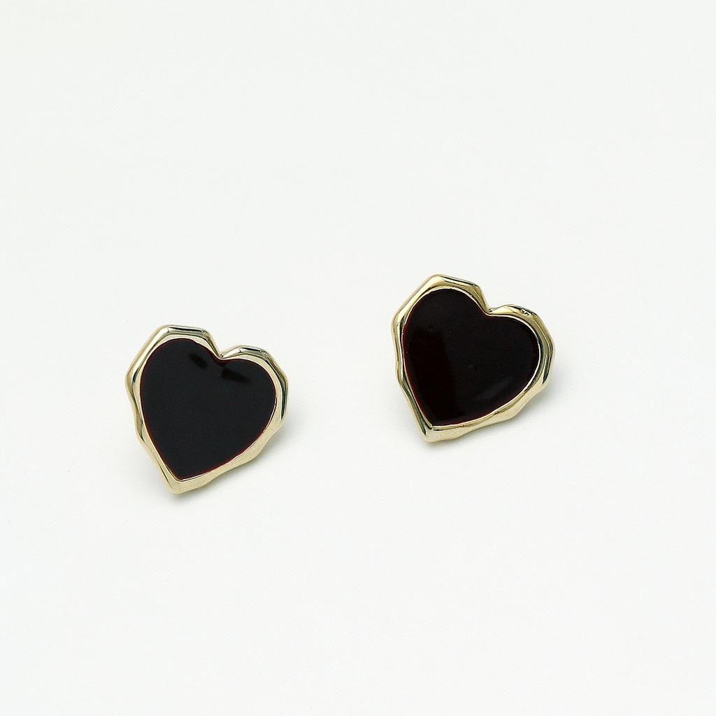Big Peach Red Heart Stud Earrings for Women Korean Simple Fashion Enamel Cute Geometry Zircon Accessories Gift