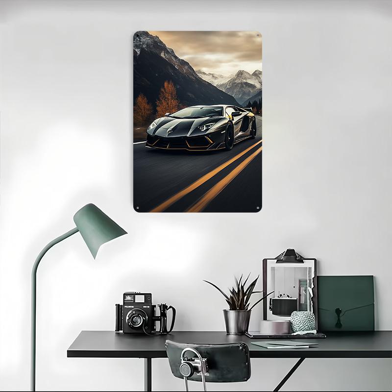 Sports Car Mountain View Tinplate Poster Customized Wall Art Vintage Metal Signs Retro Tin Plaque for Home Decor Living Room