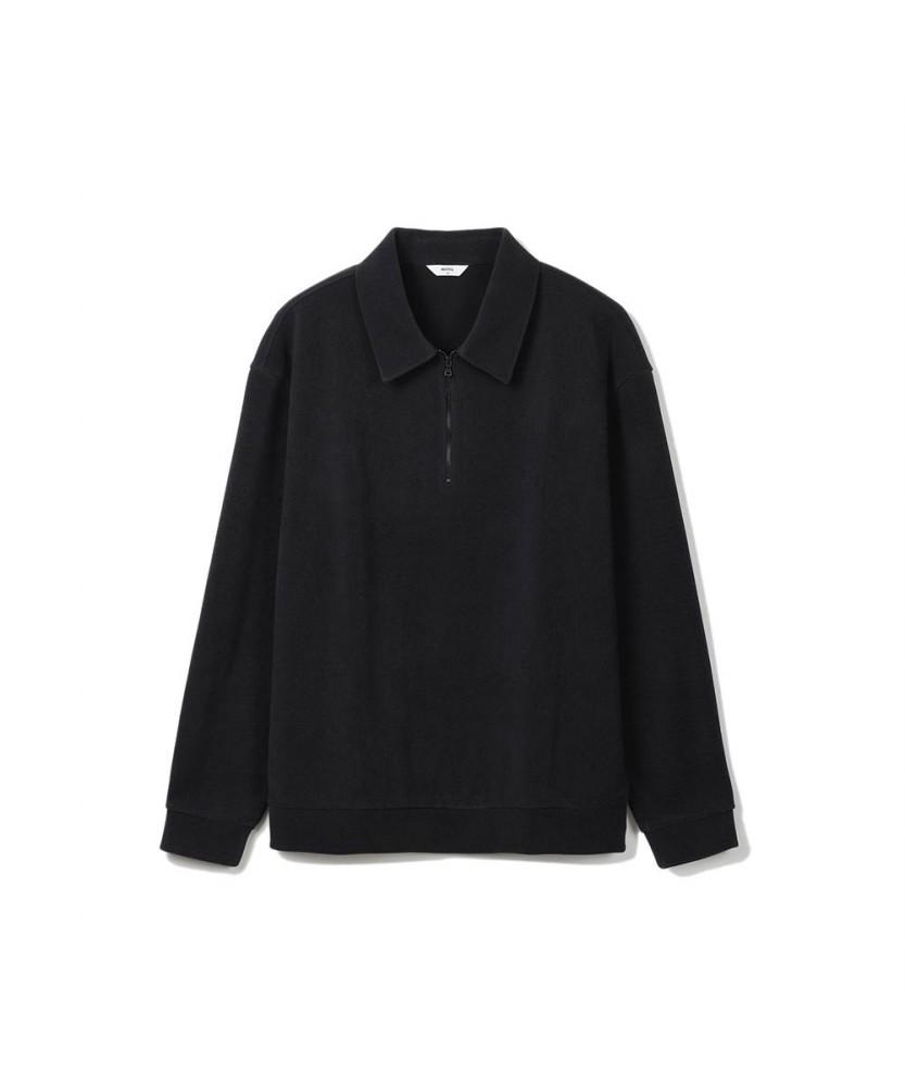 NOTIG Poly-Blend Half-Zip Collared T-Shirt Gray_Oka3T1Tl101G1