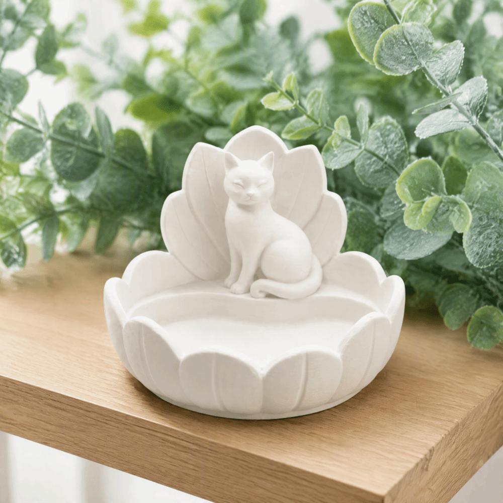 Lotus Shape Jewelry Storage Tray Cute Cat Figurine Holder New Trinket Dish  Vanity Table Decor