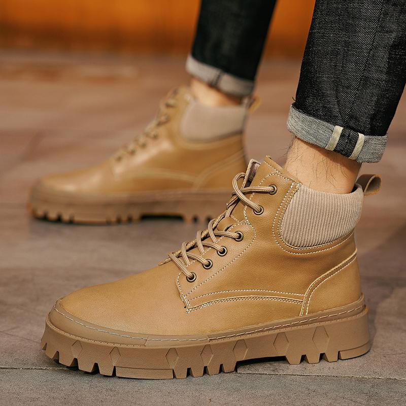 Brown Boots Leather Chelsea Ankle Boots Shoes for Men with Autumn Men Bottines Chelsea Lace Up Leather Boots Outdoor Sport Boots