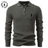 Polo Ralph Lauren Podzimní a zimní výšivka Nový pánský svetr s dlouhým rukávem Pletený svetr na půl zipu Business casual Tenký svetr