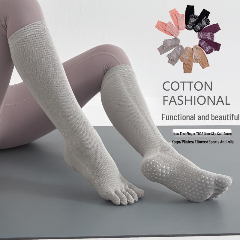 Non-Slip Cotton Yoga and Pilates Five-Finger Socks for Autumn/Winter.