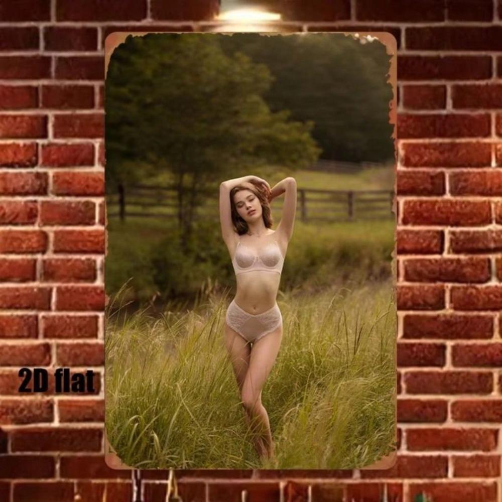 Vintage Nude Woman Metal Poster, Wall Art for Living Room Decor