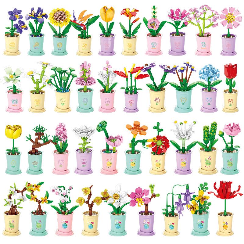 Lele Brothers Flower Building Blocks: Children's Educational Toy - Eternal Flower Jigsaw Puzzle