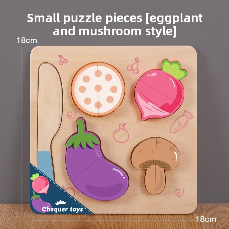 Wooden Cut Fruits And Vegetables Puzzle For Kids Kids Kitchen Play Toy