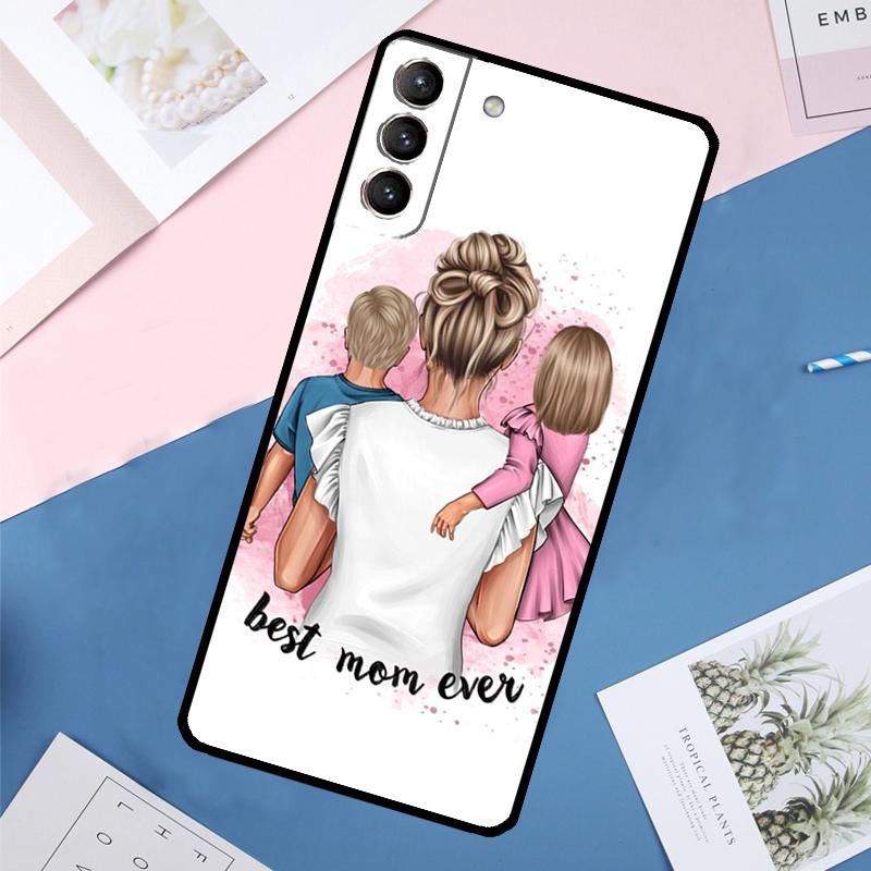 Baby Mama Tochter Mädchen Sohn Papa Hülle Für Samsung Galaxy S25 Ultra S24 S23 S22 S21 Ultra S9 S10 Plus S23 FE S25 FE Rückabdeckung