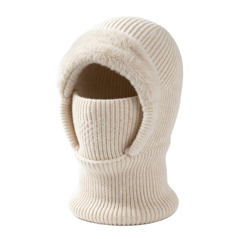 Autumn and Winter Men's Breathable Mask, Warm Hood, Hat, Plush Burrs, Scarf, Integrated Motorcycle Riding Windproof Knitted Hat