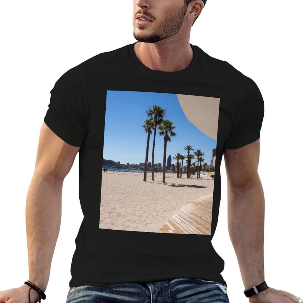 Alicante beach. T-Shirt t shirts for man cotton soft funny t shirts dark humor t shirt man luxu