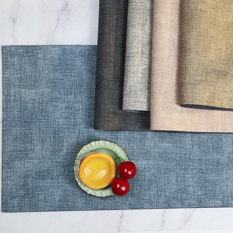 Nordic PU Leather Placemats Double Color Waterproof Oil Resistant Heat Insulation Dining Table Mats Coasters Luxury Style