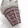 Purple/Red/White Rhinestone Evening Bag Ice Cream Shape Women Crytal Wedding Purses Diamond Party Cocktail Clutches Minaudiere