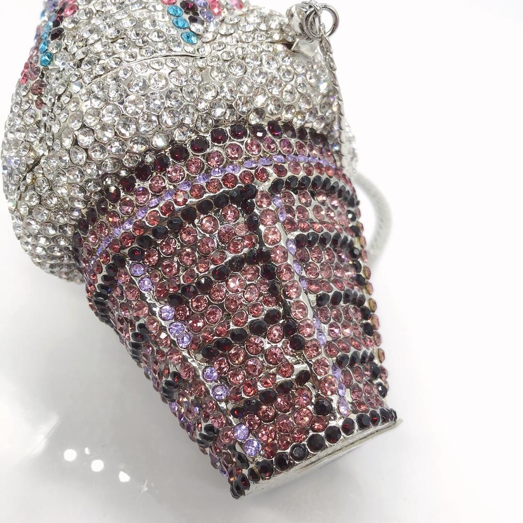 Purple/Red/White Rhinestone Evening Bag Ice Cream Shape Women Crytal Wedding Purses Diamond Party Cocktail Clutches Minaudiere