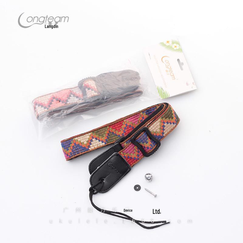 Bohemian Ethnic Leather Ukulele Headstock and Endpin Strap