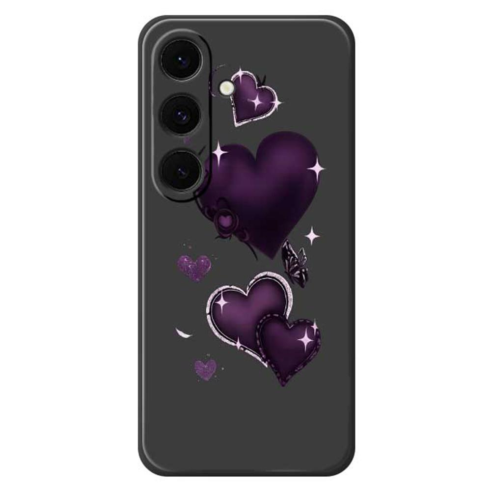 For Samsung Galaxy S25 FE Case Purple Love Pattern Printing Straight Edge TPU Phone Back Cover