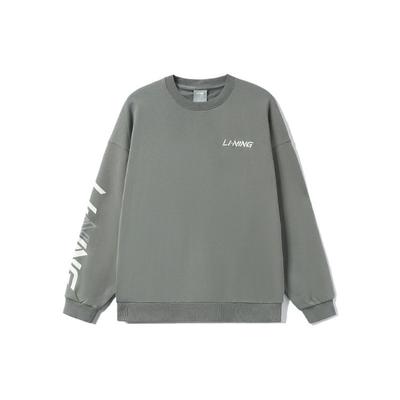 Li Ning Sports Lifestyle Series Logo Print Crew Neck Pullover Sweatshirt Heren Sweatshirt Grijs AWDRB77-4