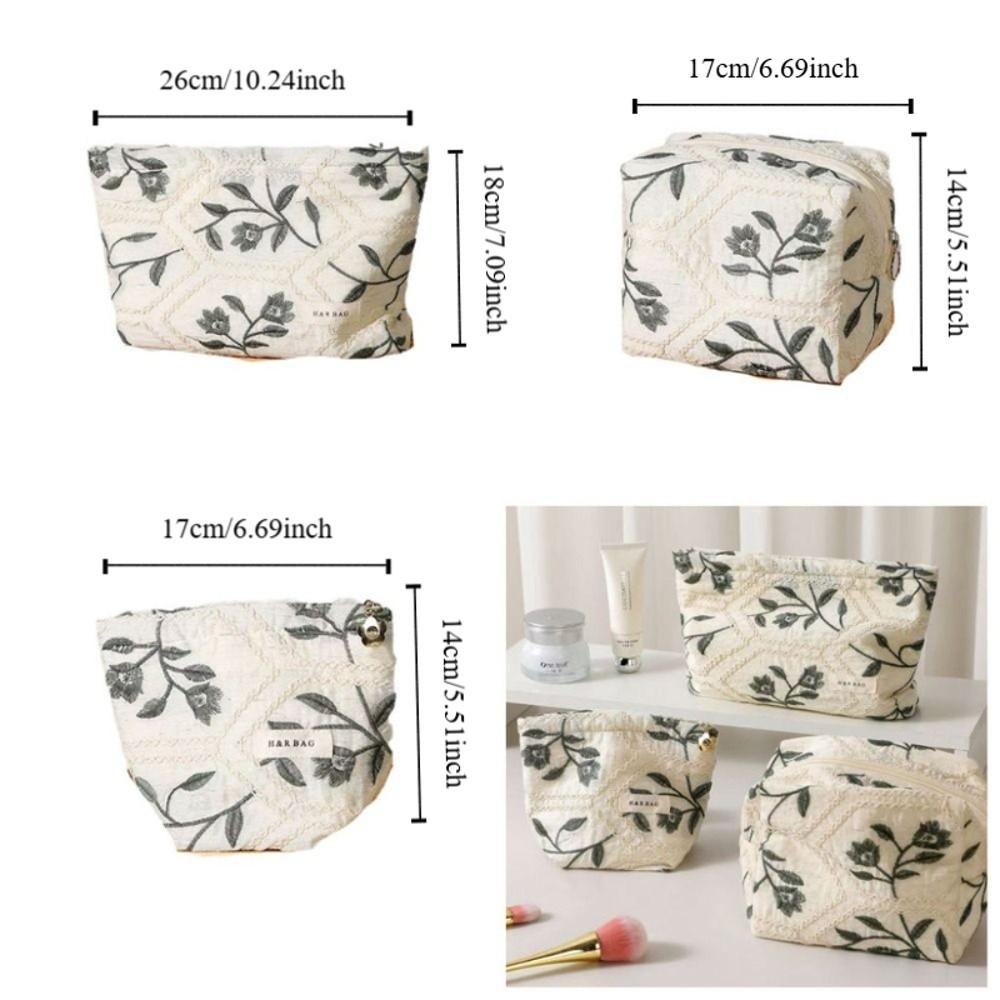 Flower Embroidery Clutch Makeup Bag Portable Large-Capacity Toiletry Bag Fresh Design Skincare Storage Bag Skincare Organization
