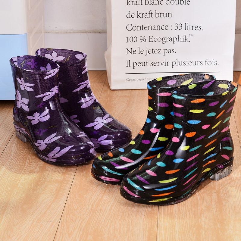 Rain shoes rain boots short tube fashion non-slip waterproof shoes water boots female adult cute overshoes summer