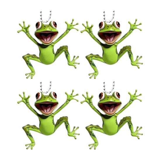 1/2/3/4/5Pcs 2D Acrylic Frog Hanging Decoration with Beaded Chain Car Rearview Mirror Hanging Ornament Charm Pendant Car Interior Accessory
