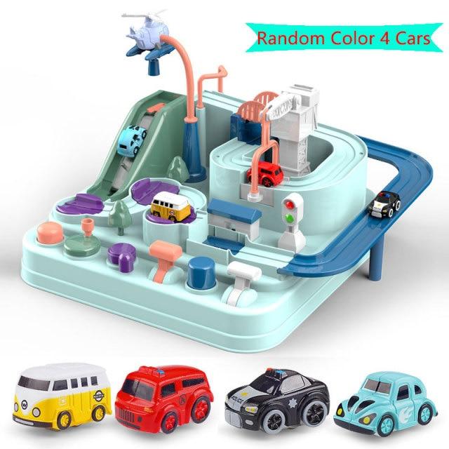 Racing Rail Car Model Racing Educational Toys Children Track Car Adventure Game Brain Game Mechanical Interactive Train Toy